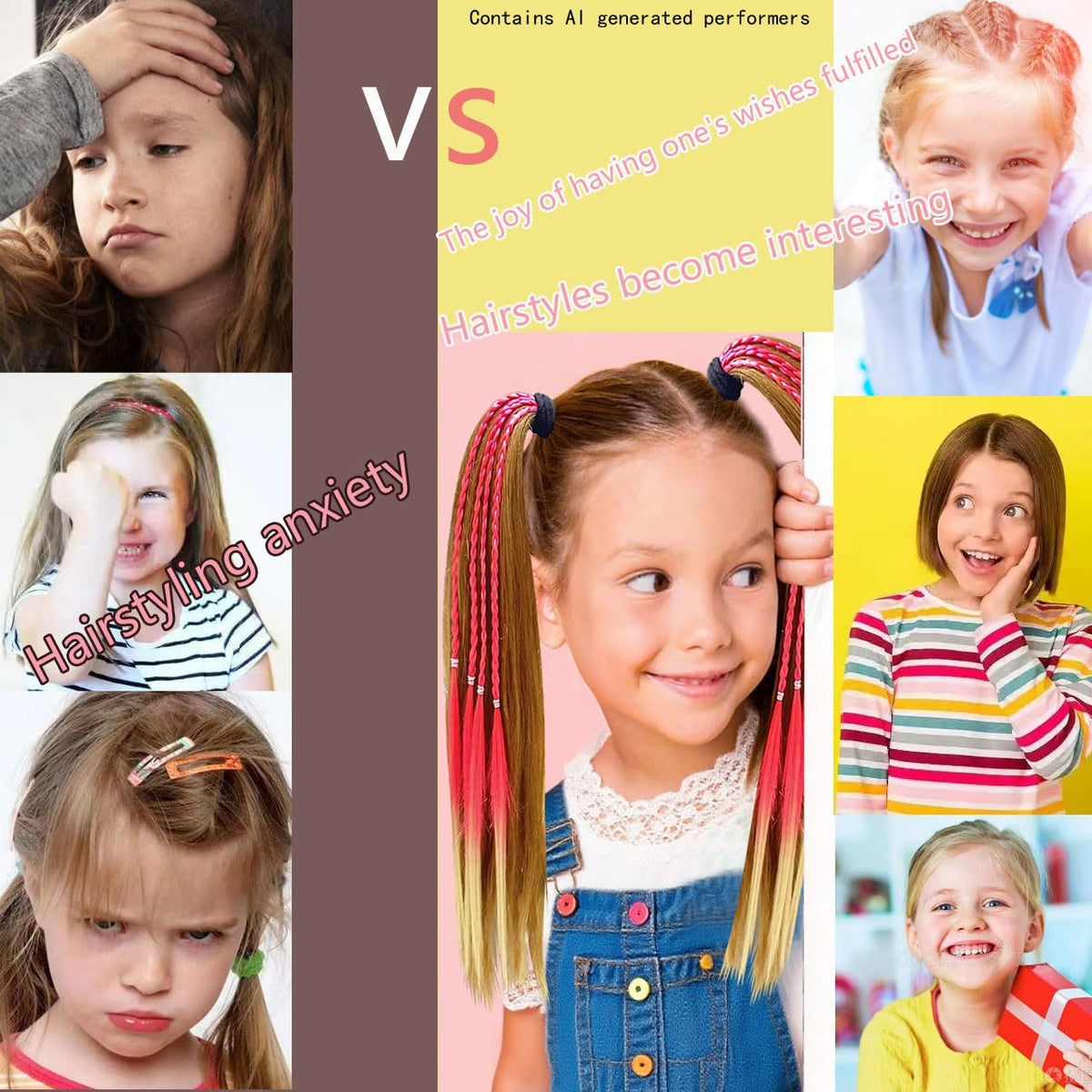 Girl hair accessories, children's colorful braided hair extensions