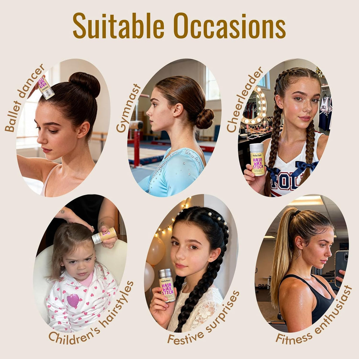 Hair Wax Stick -Hair Styling Products for Kids, Women Slick Back Hair Brush