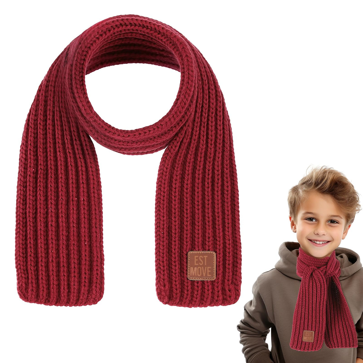 Abeillo Warm Kids Winter Knit Scarves Soft Knitted Neck Warmer Scarf Warm Scarves Wrap for Boys Girls