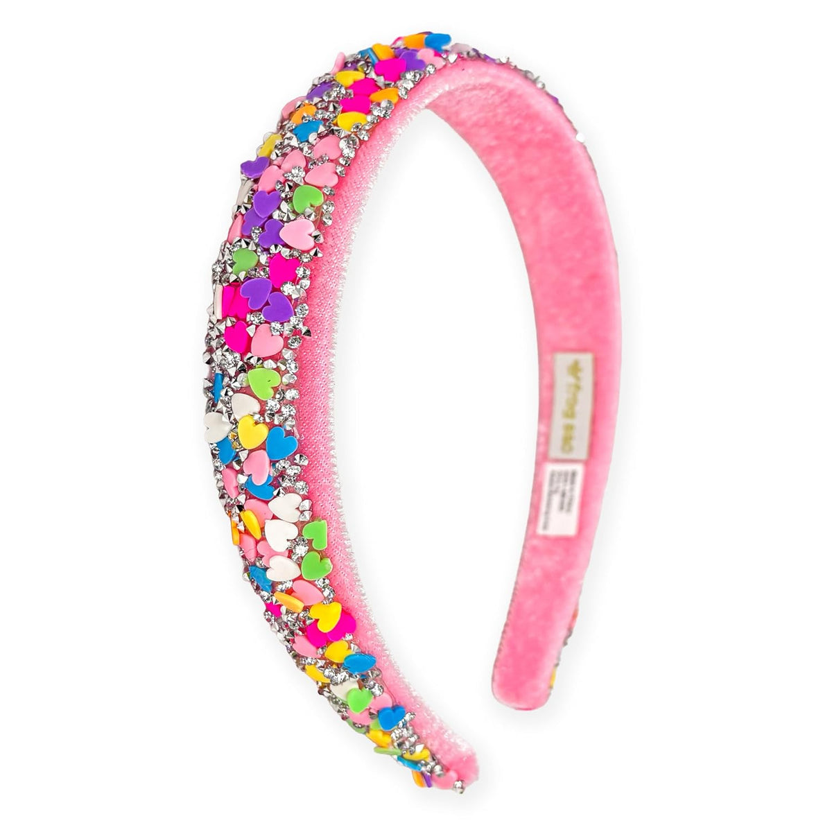 FROG SAC Headbands for Girls - Heart Head Bands for Kids, Wide Rainbow Hair Band for Little Girl, Sparkly Hair Accessories for Toddler Children, Easter Basket Stocking Stuffers (Rainbow Hearts)