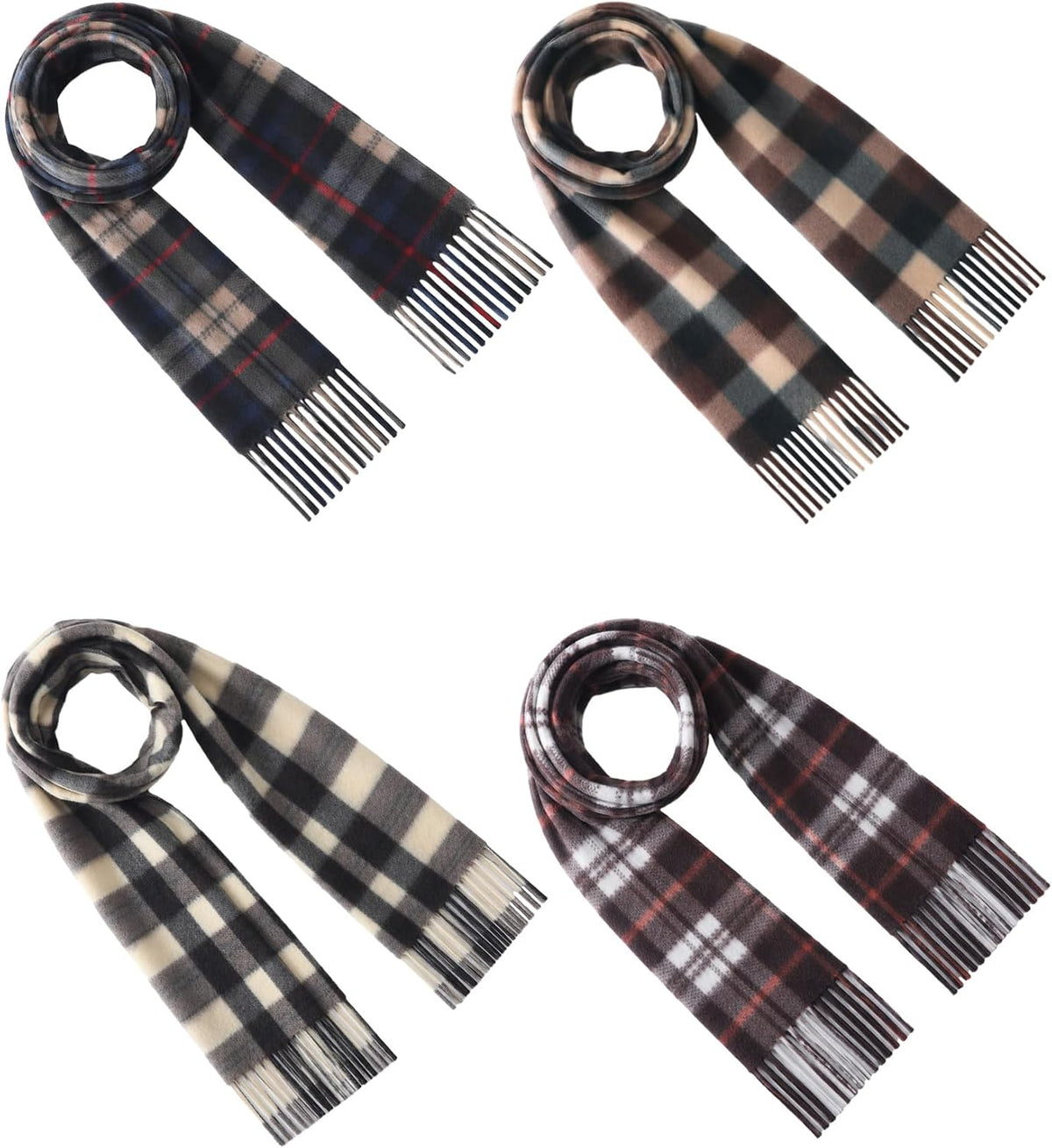 Bencailor 4 Pcs Kids Winter Scarf Kids Buffalo Plaid Scarves Christmas Warm Shawls Scarves Parent Child Scarf for Boys Girls