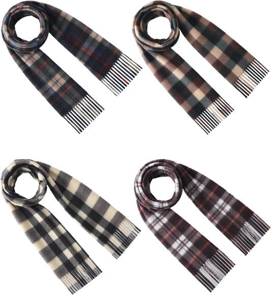 Bencailor 4 Pcs Kids Winter Scarf Kids Buffalo Plaid Scarves Christmas Warm Shawls Scarves Parent Child Scarf for Boys Girls