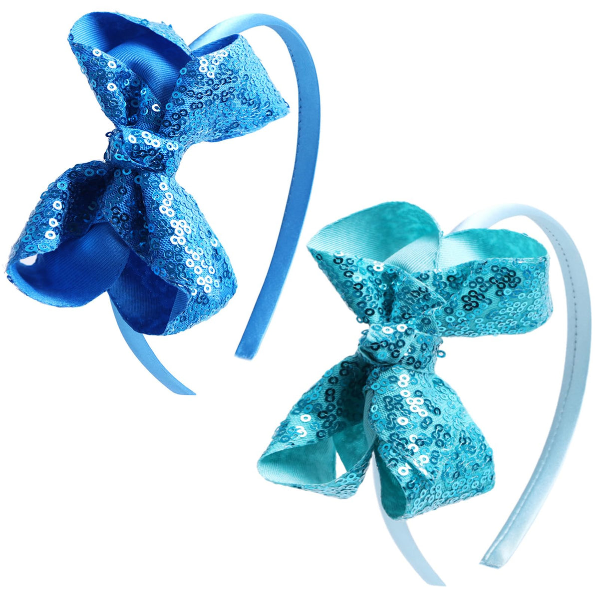 Sparkle Glitter Sequin Bow Headband for Children Girls- Boutique Style Hair Accessory with Bow Ribbon - 1 Piece (Hot Pink)