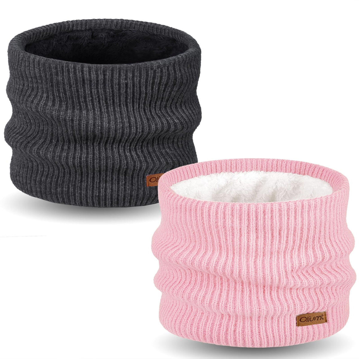 Kids Neck Warmer Winter Neck Gaiters Knitted Infinity Scarf for Boys Girls Fleece Lined Ski Mask for Cold Weather