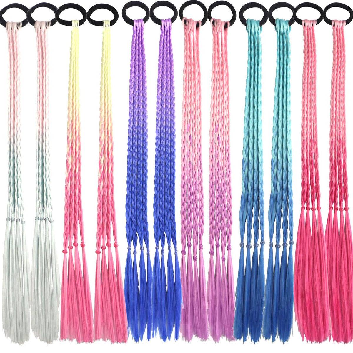 Girl hair accessories, children's colorful braided hair extensions