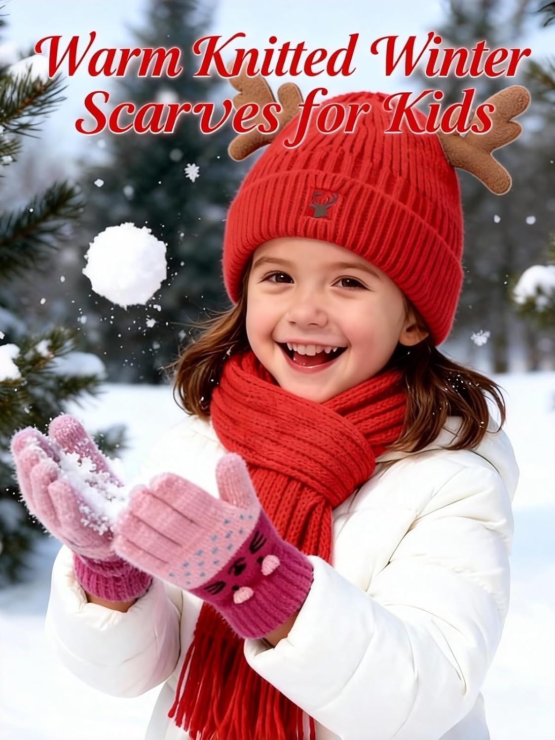 RARITYUS Kids Winter Knit Scarf Soft Warm Tassel Long Scarf for Boys Girls