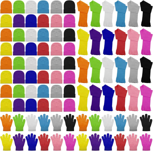 Panitay 144 Pcs Winter Hat Glove Scarf Set for Kids Boys Girls
