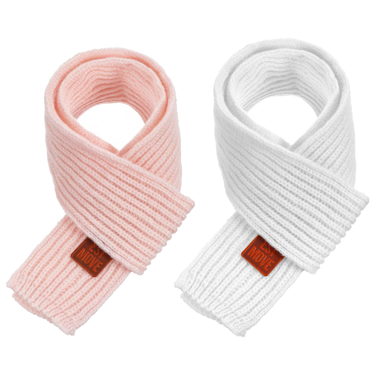 Abeillo 2 Pack Warm Kids Winter Knit Scarves Soft Knitted Neck Warmer Scarf Warm Scarves Wrap for Boys Girls