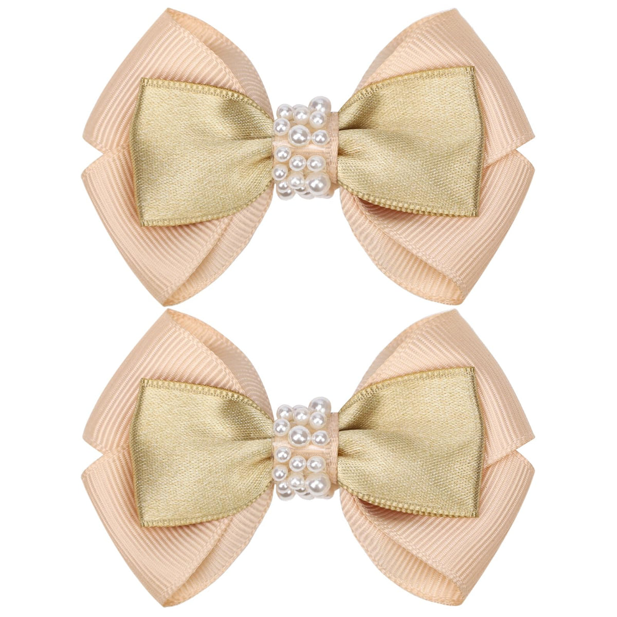 KISZU 3 Inch Hair Bows Clips Grosgrain Ribbon Alligator Clips Hair Accessories for Girls Toddler Kids Children Teens Women - Gold