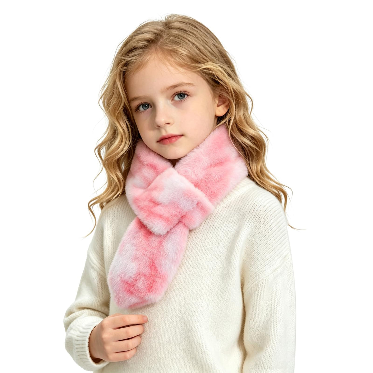 Warm Kids Scarf For Girls Winter Fuzzy Scarves Colorful Ski Windproof Neck Warmer