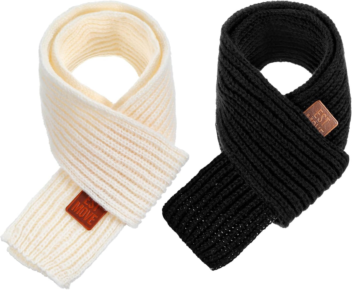 Abeillo 2 Pack Warm Kids Winter Knit Scarves Soft Knitted Neck Warmer Scarf Warm Scarves Wrap for Boys Girls
