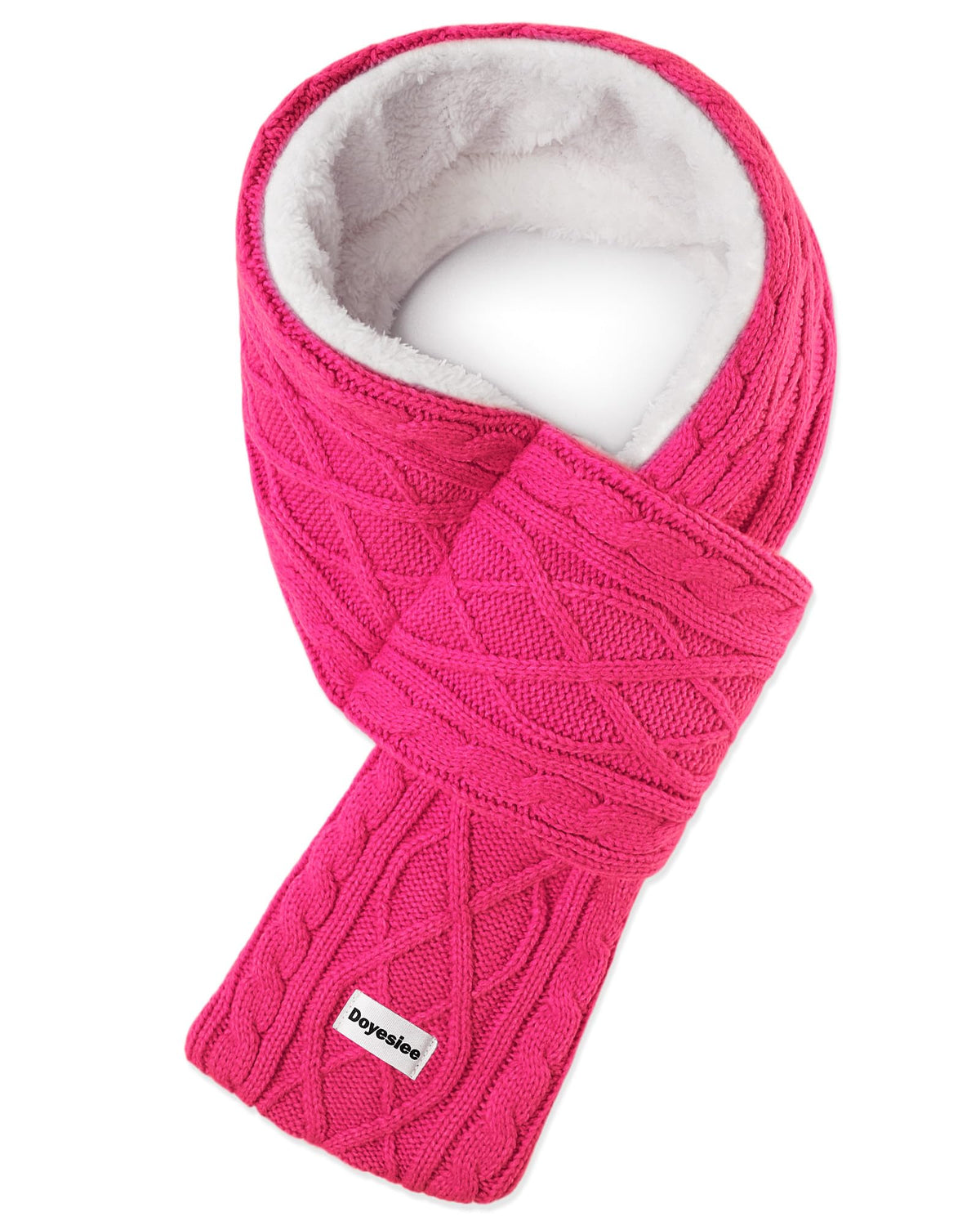 Kids Scarf for Girls Boys, Winter Long Fleece Plush Scarves Knitted Cross Tie Neck Warmer for Cold Weather