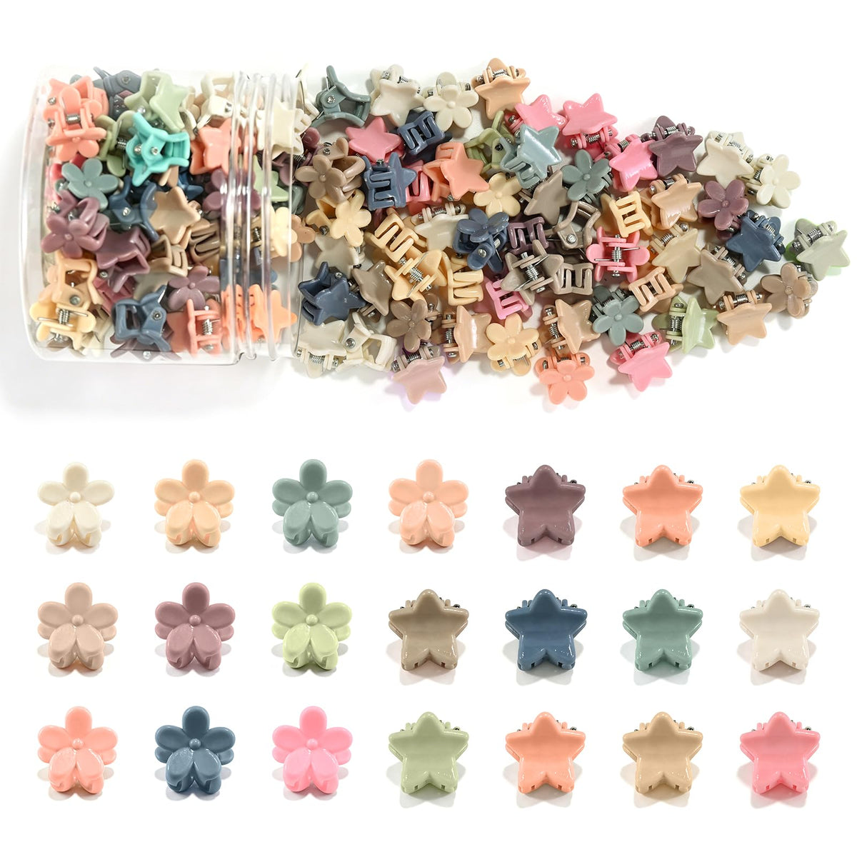 SAOROPEB 100Pcs Mini Flower Hair Clips, Colorful Hair Accessories (Glitter)