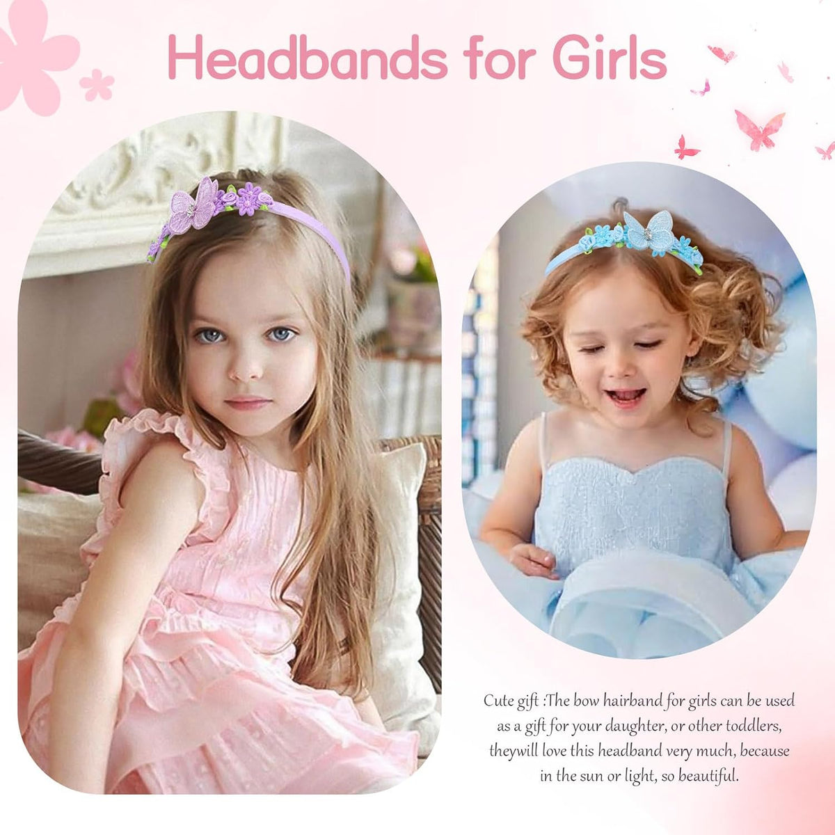 OAOLEER 4PCS Headband for Girls,Butterfly Headbands for Girls Toddlers Kids