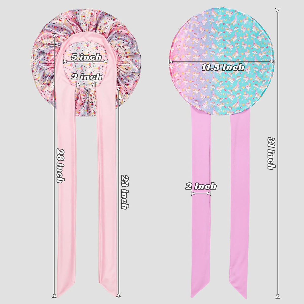 Silk Bonnet for Kids, Satin Hair Bonnet for Sleeping with Tie Band