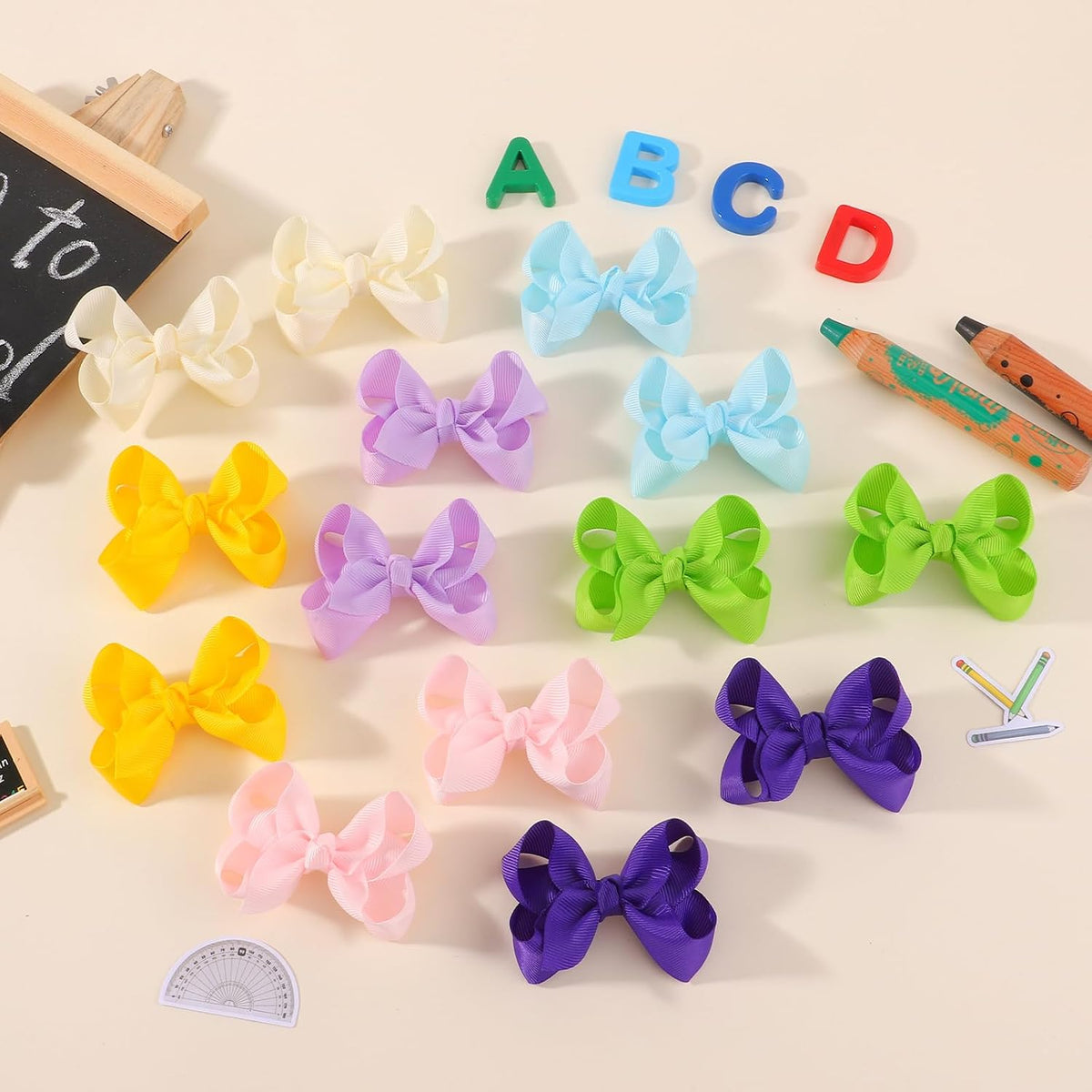 YHXX YLEN 40PCS 3Inch Hair Bows for Girls Grosgrain Ribbon Toddler Hair Bow