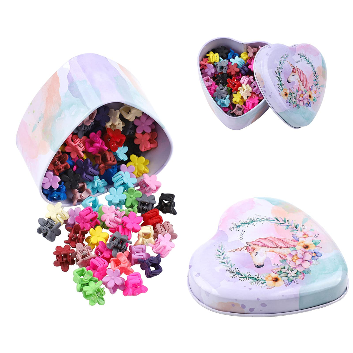 128PCS Baby Girls Mini Hair Claw Clips Flower Hair Hair Accessories Barrattes for School Girls Kids Teens
