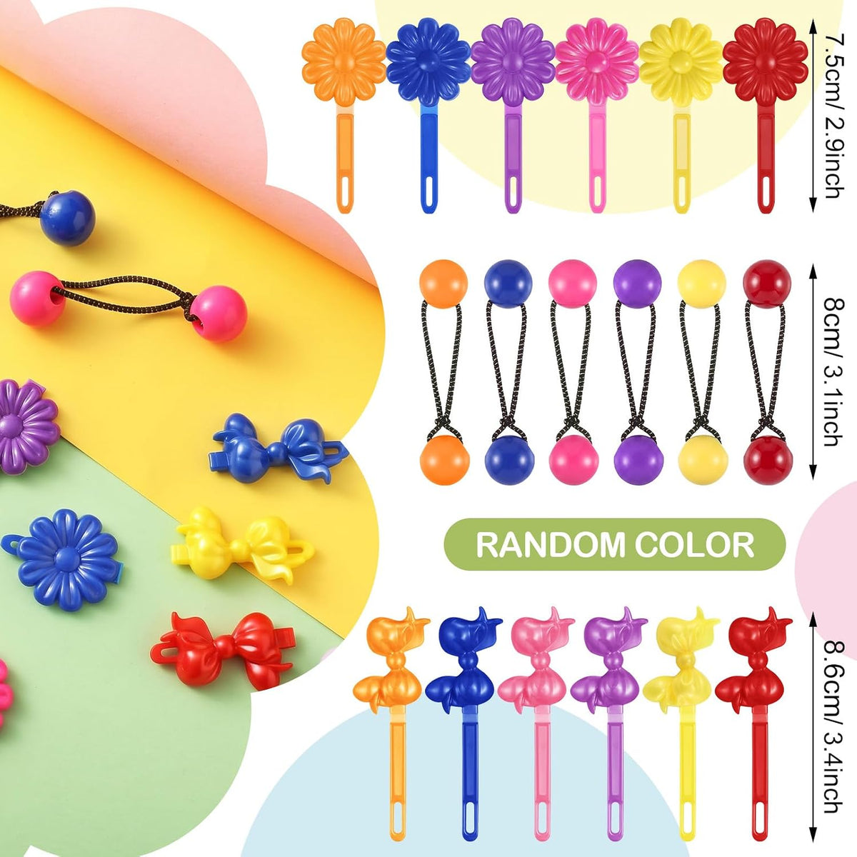 Giegxin 60 Pcs Girls Barrettes Hair Clips Ponytail Ties, ovely Style