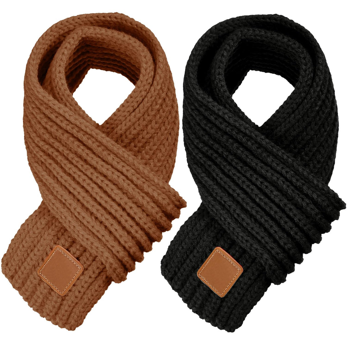 Zhanmai 2 Pcs Toddler Scarf Kids Warm Set Winter Knit Scarves Soft Neck Warmer for Boys Girls Children