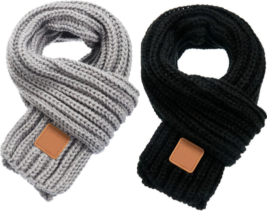 Zhanmai 2 Pcs Toddler Scarf Kids Warm Set Winter Knit Scarves Soft Neck Warmer for Boys Girls Children
