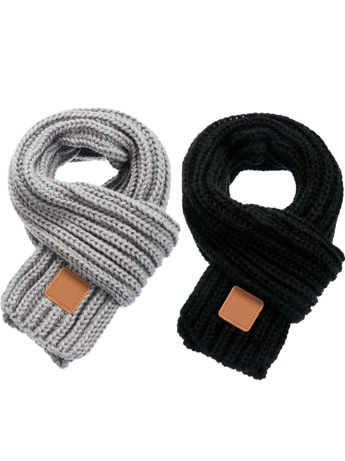 Zhanmai 2 Pcs Toddler Scarf Kids Warm Set Winter Knit Scarves Soft Neck Warmer for Boys Girls Children