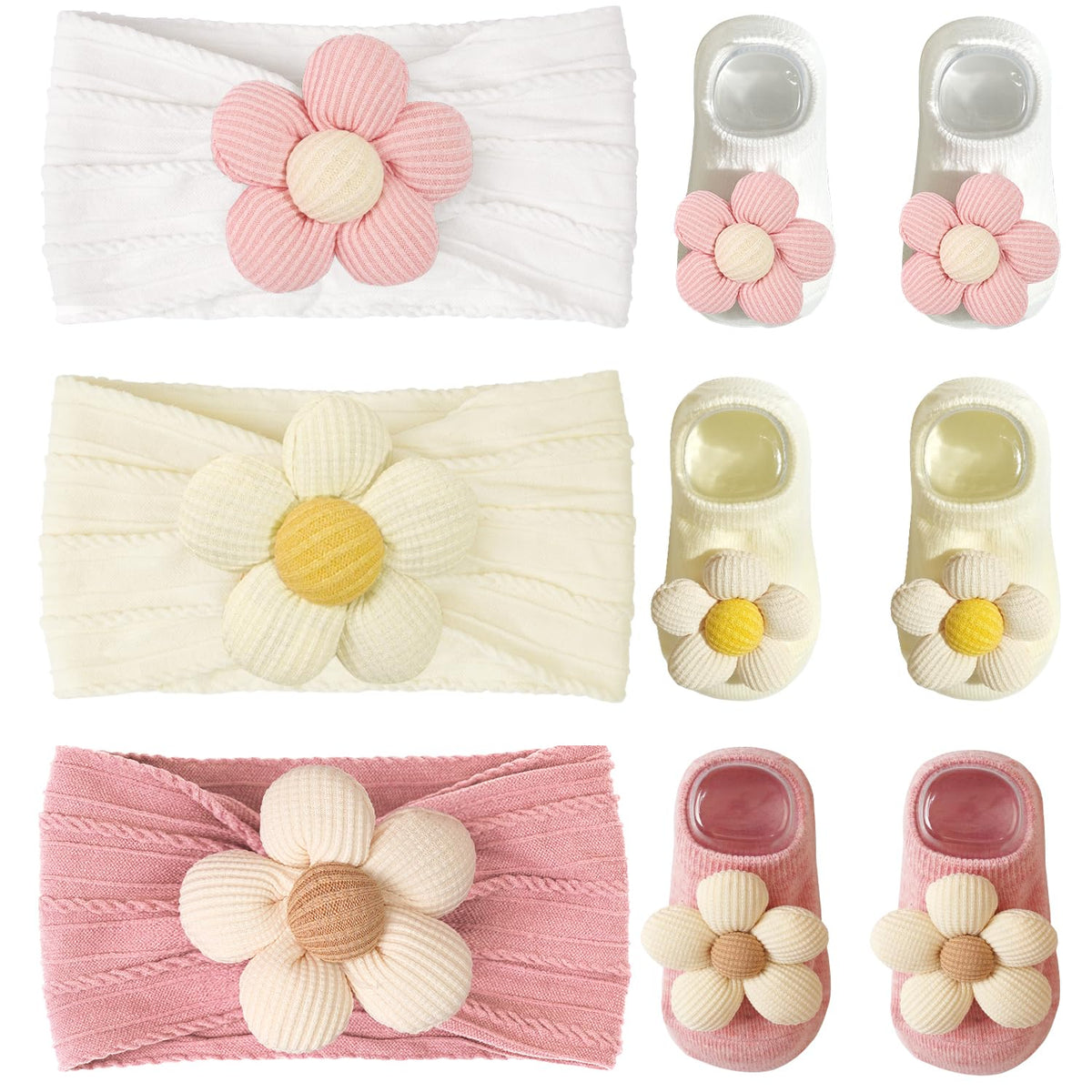 CÉLLOT 5Pcs Baby Flower Headbands Baby Girl Soft Nylon Headband for Newborn