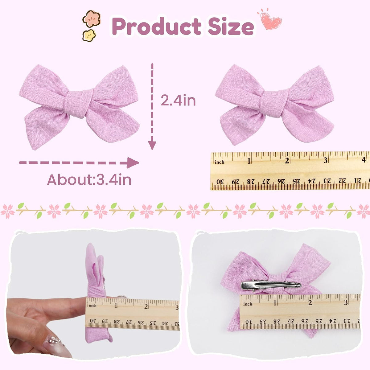 CÉLLOT 40 Pieces Girls Hair Bows Linen Fabric Bows Alligator Clips Hair Accessories for Little Girls Toddlers Kids and Teens