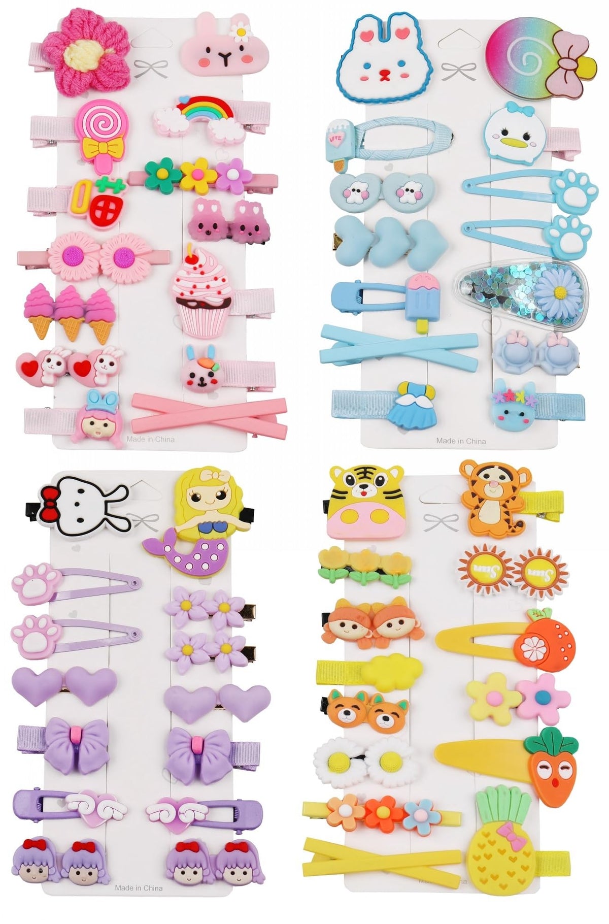 56PCS Toddler Hair Accessories Set: Colorful Rainbow Barrettes, Pins, Candy Fruits, Butterflies for Kids' Stylish Hairstyles