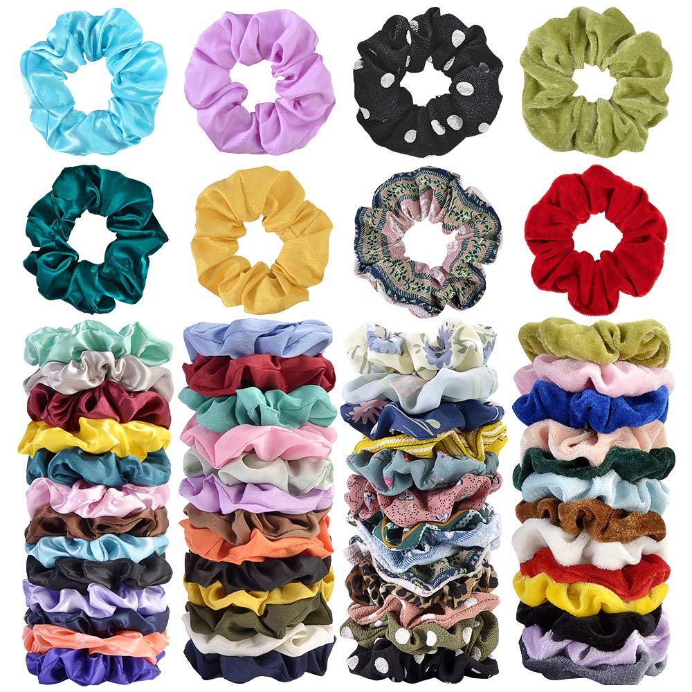 52 Pcs Velvet Hair Scrunchies Hair Bands for Women or Girls