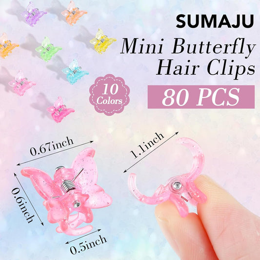 80Pcs 0.6In Mini Butterfly Hair Claw Clips for Girls Women Small Barrettes