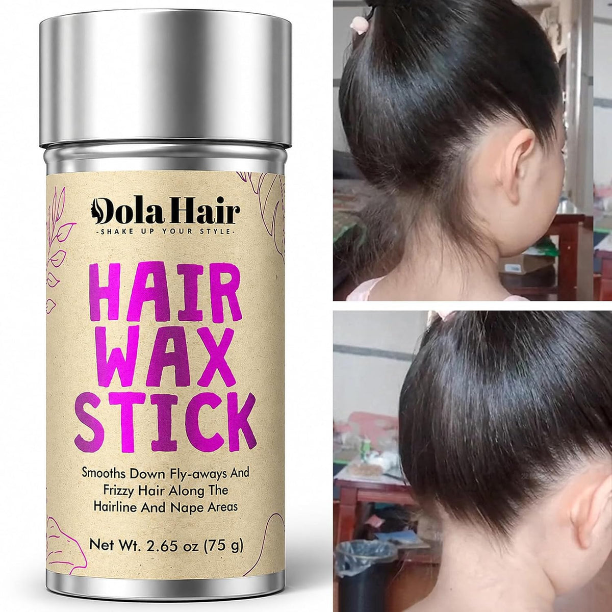 Dolahair Hair Wax Stick - Flyaway Control Styling Pomade for Kids, Women