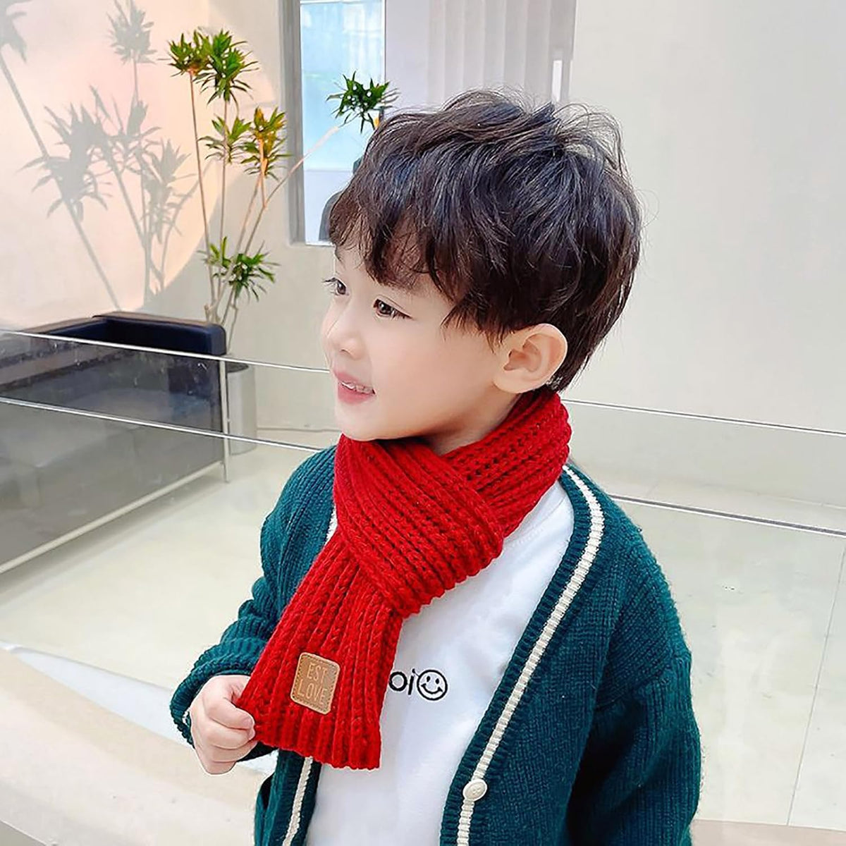 BEARUN Kids Knit Scarf Winter Fashion Solid Color Toddler Baby Scarves Wrap Neck Warmer
