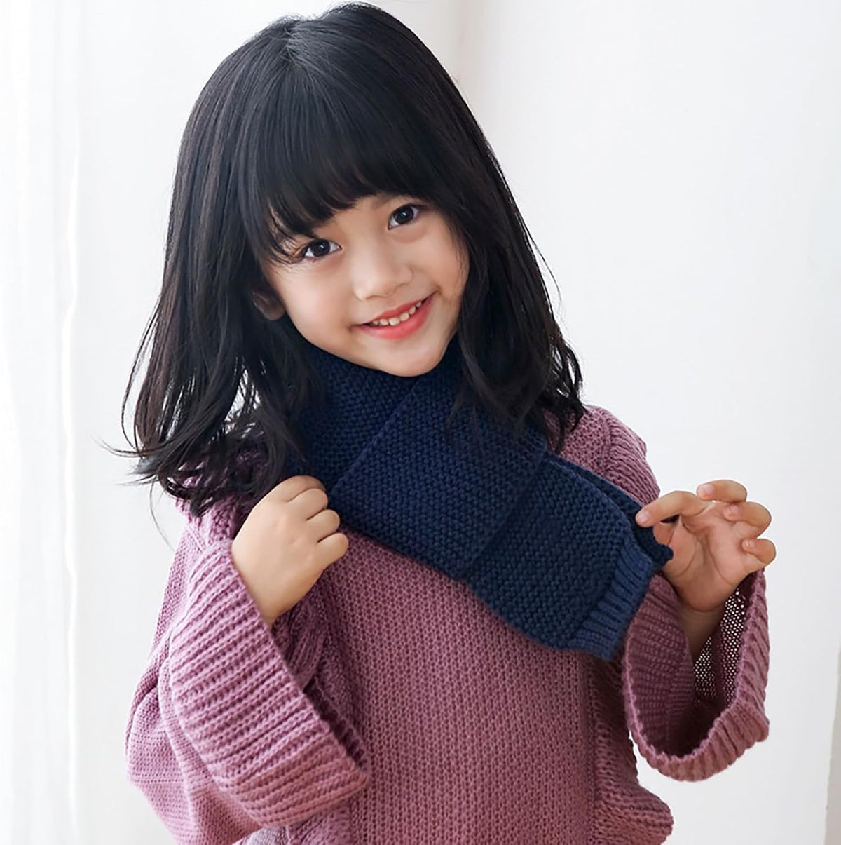Kids Knit Scarf Toddler Winter Warm Scarves Neck Warmer Fashion Solid Color Scarf for Boys Girls
