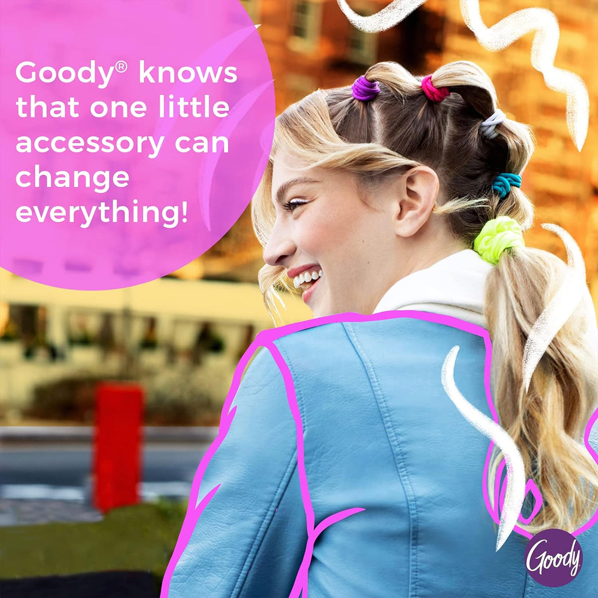 Goody Kids Ouchless Elastic Hair Ties, 60 Ct, Assorted Colors, Pain-Free