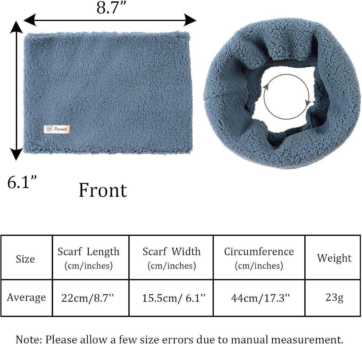 Zsedrut Fleece Warm Kids Scarf Thick Velvet Boys Girls Round Scarves Winter