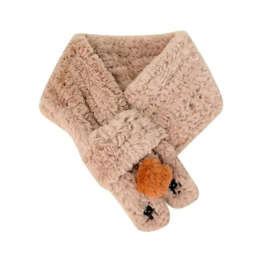 Cute design furry scarf for women, new winter style fluffy bear paw, lazy crossover wear warm neck wrap