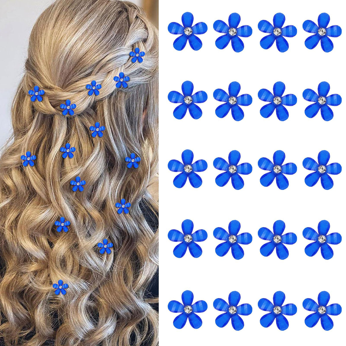 YISSION Colorful Rhinestone Hair Accessories - Mini Flower Hair Clips, Pins & Barrettes for Wedding, Bridal, Girls & Women