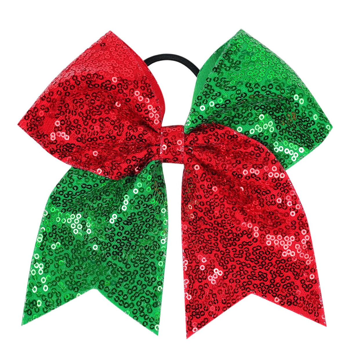 Bow Hair Tie for Girls Large Cheer Bow Sequins Ponytail Women Teen Girls Cheerleading Ribbon Holder Hair Band (Black + Orange)