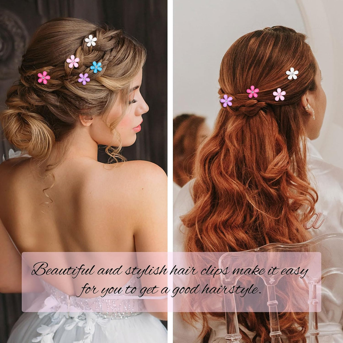 YISSION Colorful Rhinestone Hair Accessories - Mini Flower Hair Clips, Pins & Barrettes for Wedding, Bridal, Girls & Women
