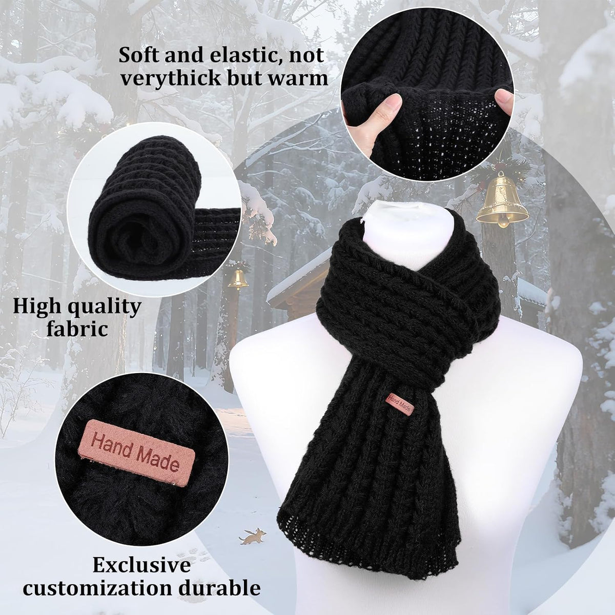 Grevosea Kids Knitted Scarf, Winter Fashion Solid Color Toddler Baby Warm Neck Wrap for Girls Boys 150 * 20cm/59.1 * 7.87inch