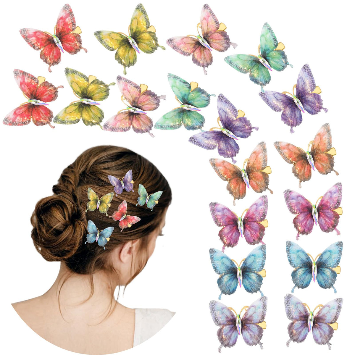 20Pcs Glitter Hair Clips for Kids - Moving Fairy Accessories for Women, Girls Colorful Hair Clips 90s (Brown)