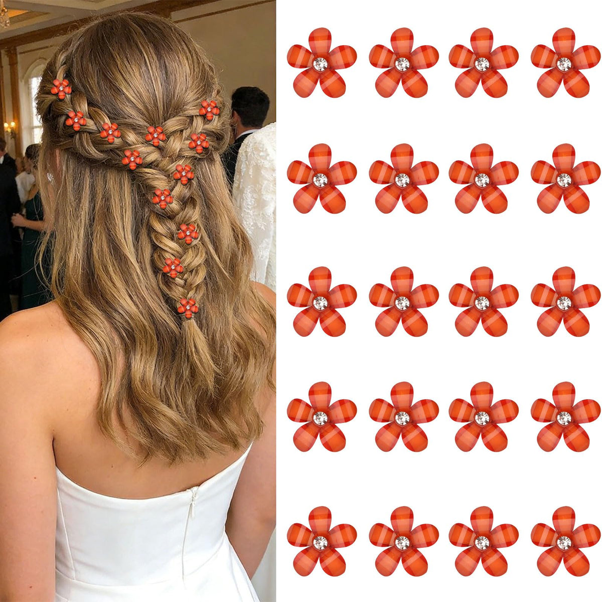 YISSION Colorful Rhinestone Hair Accessories - Mini Flower Hair Clips, Pins & Barrettes for Wedding, Bridal, Girls & Women