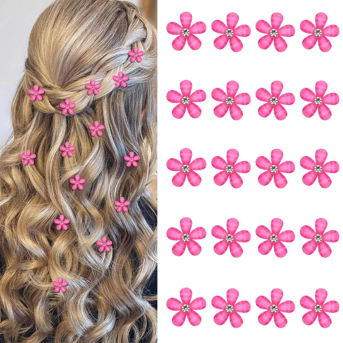 YISSION Colorful Rhinestone Hair Accessories - Mini Flower Hair Clips, Pins & Barrettes for Wedding, Bridal, Girls & Women
