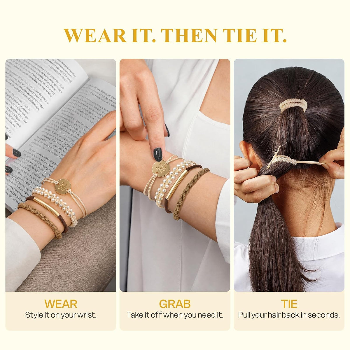 10 Pcs Hair Ties Bracelets - Gifts for Women Girls, Hair Accessories