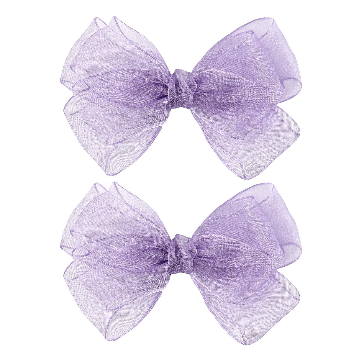5.5-Inch Organza Double Hair Bows Alligator Clips Hair Accessories for Girls Toddler Kids Children Teens -Champagne Gold