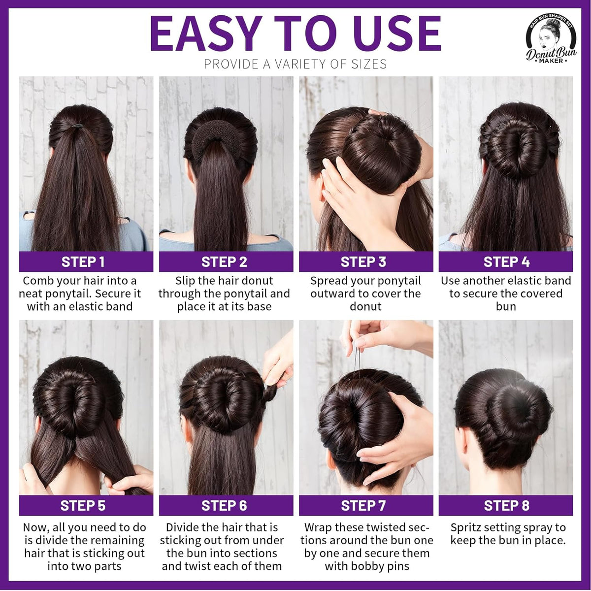 Teenitor Hair Bun Maker, Hair Buns for kids Girls, Hair Donuts, Ballet Bun Maker,4 Size, Light Brown
