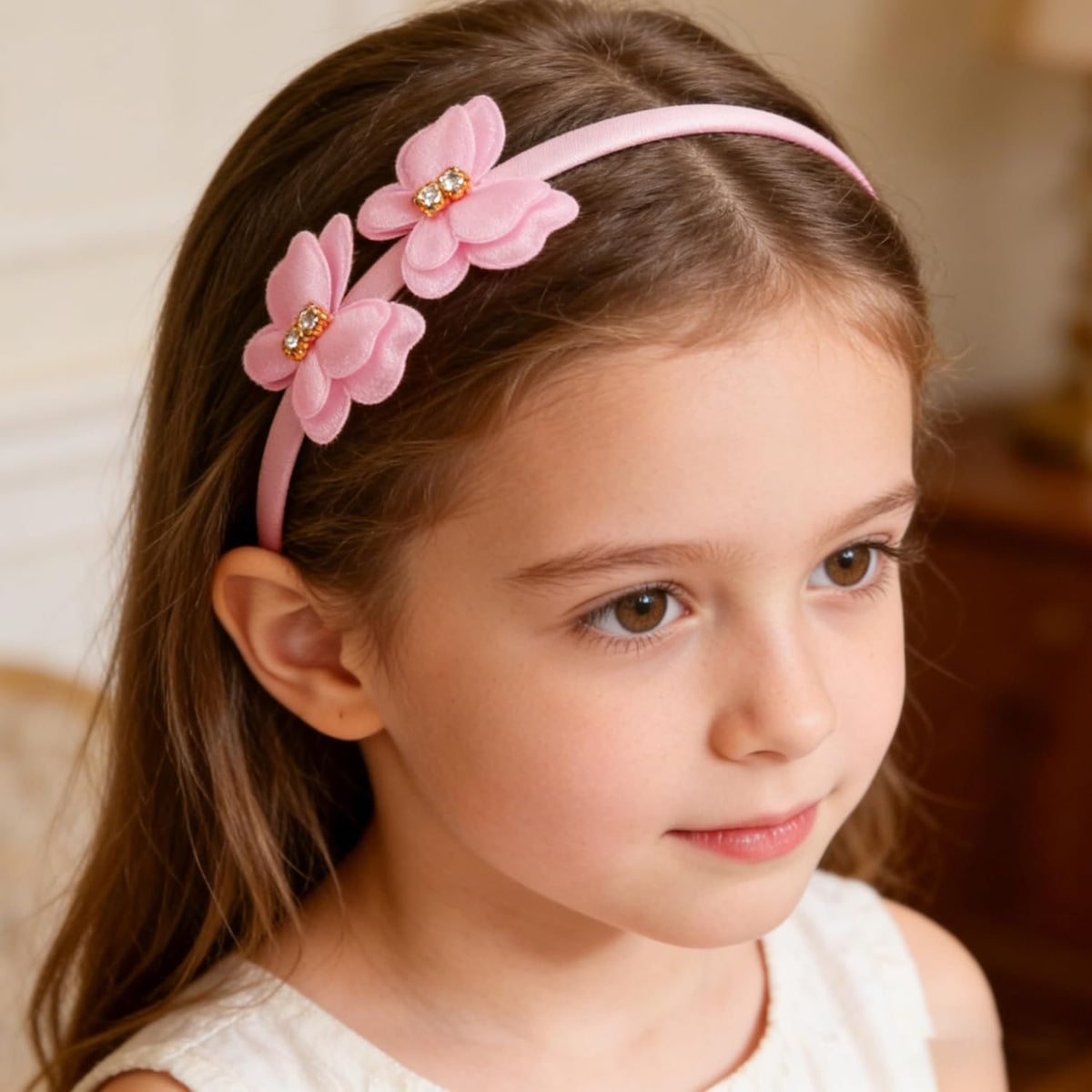 XIMA 11pcs Girls Pearl Flower Headbands,Non-Slip Hair Accessories for Kids