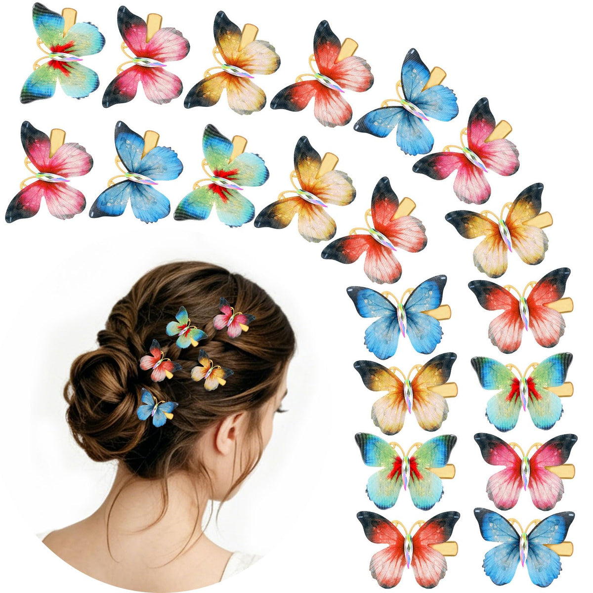 20Pcs Glitter Hair Clips for Kids - Moving Fairy Accessories for Women, Girls Colorful Hair Clips 90s (Brown)