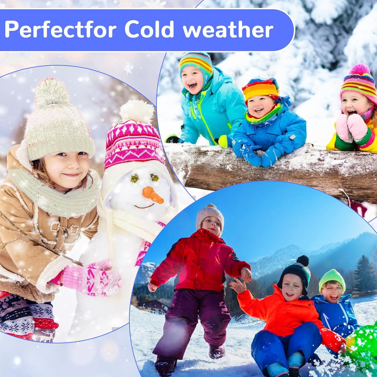 Abeillo Warm Kids Winter Knit Scarves Soft Knitted Neck Warmer Scarf Warm Scarves Wrap for Boys Girls
