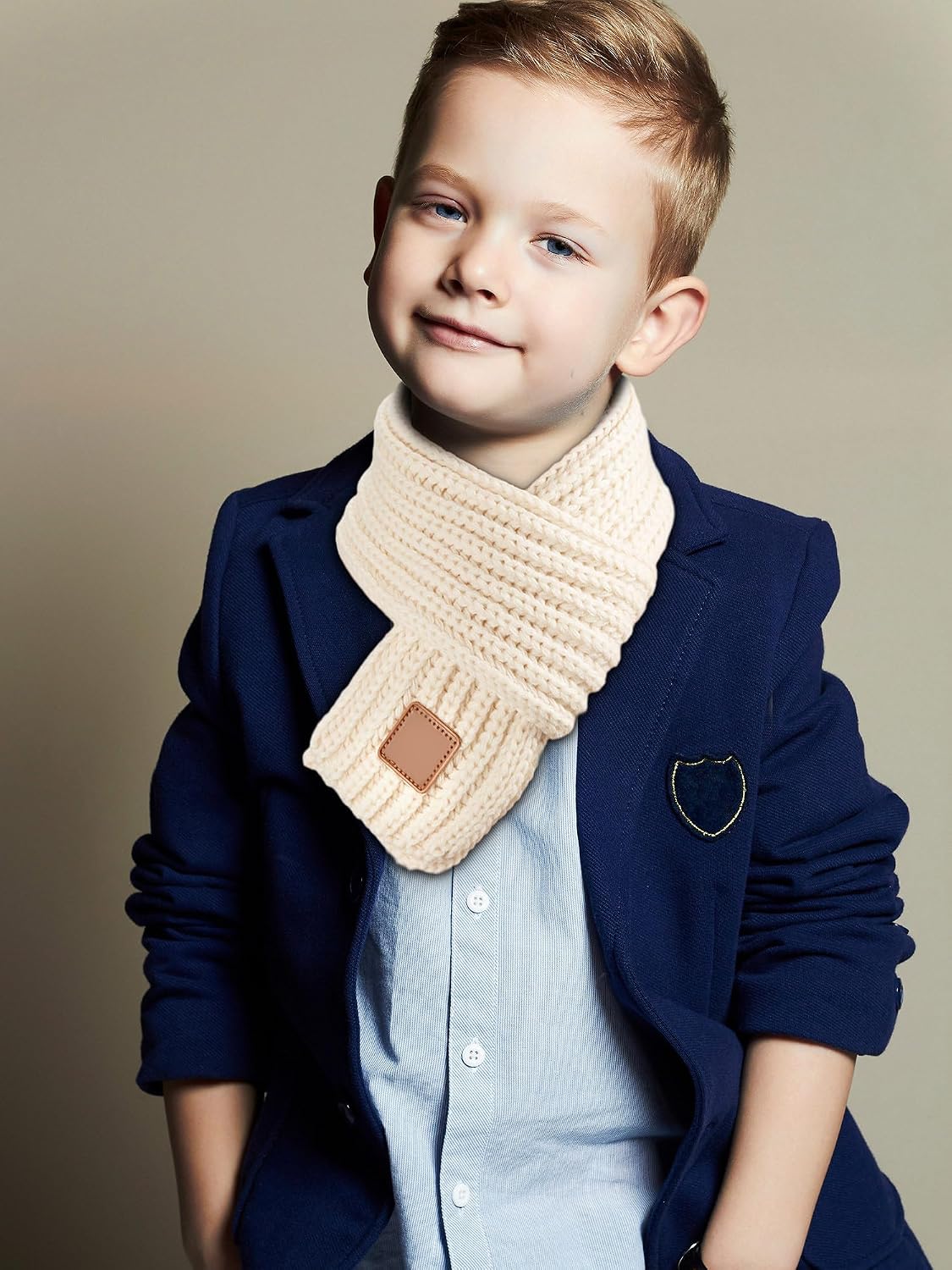 4 Pieces Kids Knitted Scarf Winter Solid Color Toddler Warmer Scarf for Boy Girl